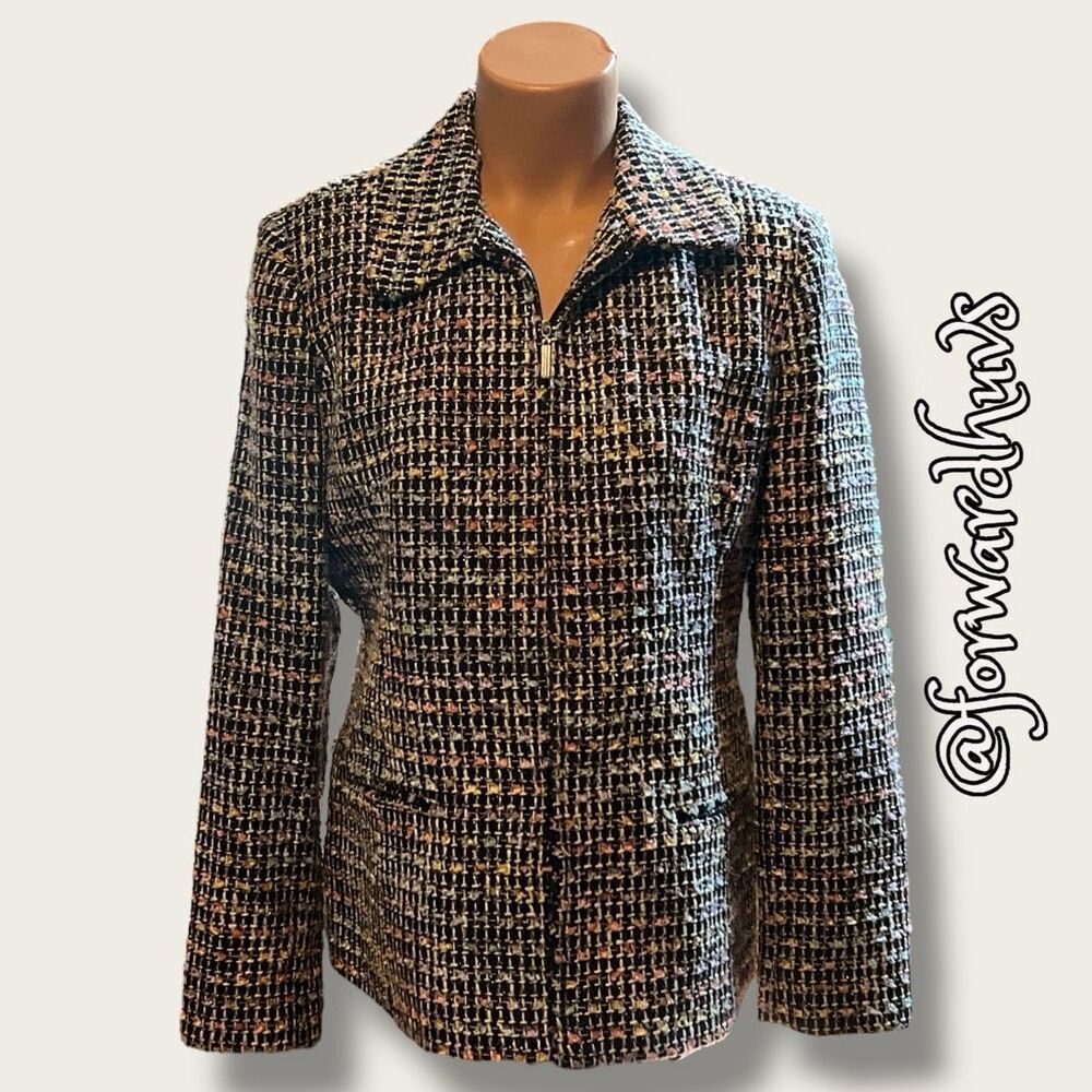 Sag Harbor Full Zip – Size 12 – Rainbow Metallic Blend – Shoulder Pads
